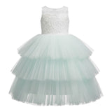 Sartoria Bramante Abito Cerimonia Bicolore con Tulle Bianco/Verde per Bambina CALLIE BIANCO/VERDE SARTORIA BRAMANTE 