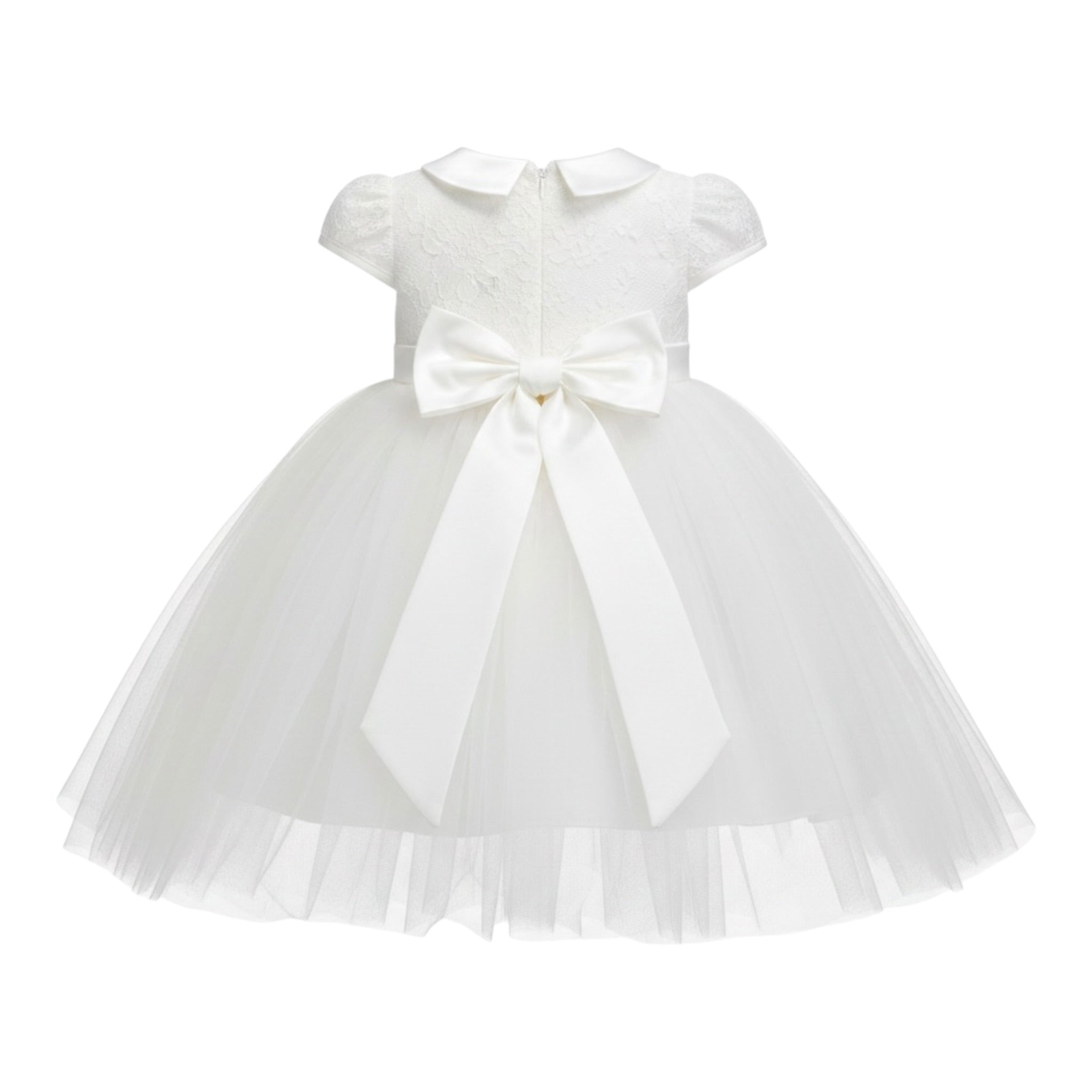 Sartoria Bramante Abito Cerimonia tinta unita con Brillantini E Tulle Bianco per Neonata MARTINA BIANCO SARTORIA BRAMANTE 