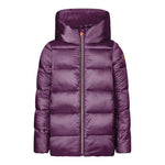 Save The Duck Giubbino tinta unita con Zip E Cappuccio Viola per Bambina I30003XJ VIOLA SAVE THE DUCK 