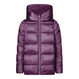 Save The Duck Giubbino tinta unita con Zip E Cappuccio Viola per Bambina I30003XJ VIOLA SAVE THE DUCK 
