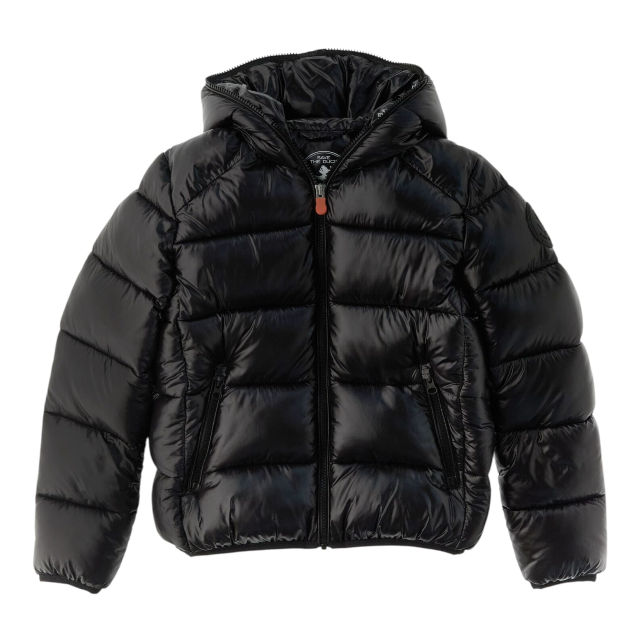 Save The Duck Giubbino tinta unita con Zip E Cappuccio Nero per Bambino J31280BJXX NERO SAVE THE DUCK 