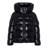 Save The Duck Giubbino tinta unita con Zip E Cappuccio Nero per Bambina J31989GX NERO SAVE THE DUCK 