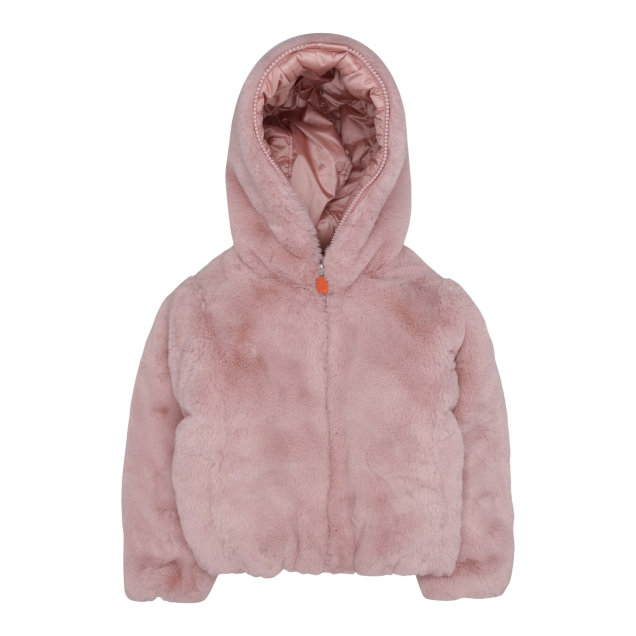 Save The Duck Pelliccia tinta unita con Zip E Cappuccio Reversibile Rosa per Bambina J33540G ROSA SAVE THE DUCK 