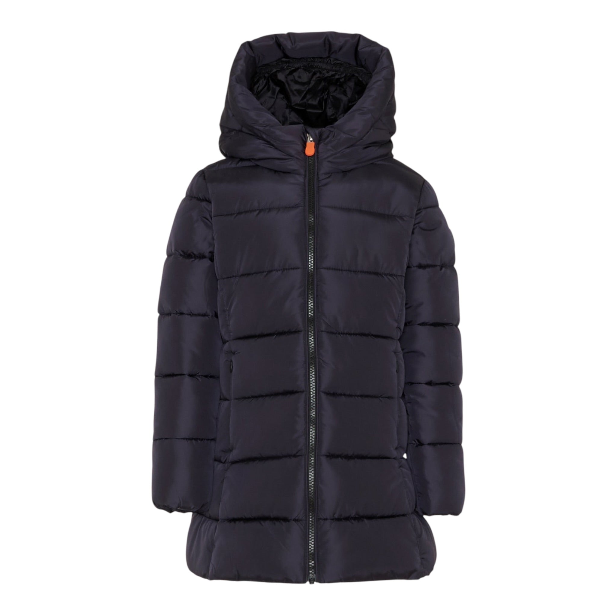 Save The Duck Giubbino tinta unita con Zip E Cappuccio Nero per Bambina J43110G NERO SAVE THE DUCK 