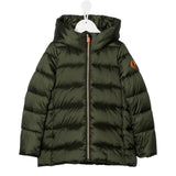 Save The Duck Giubbino tinta unita con Zip E Cappuccio Verde per Neonato J45650G VERDE SAVE THE DUCK 