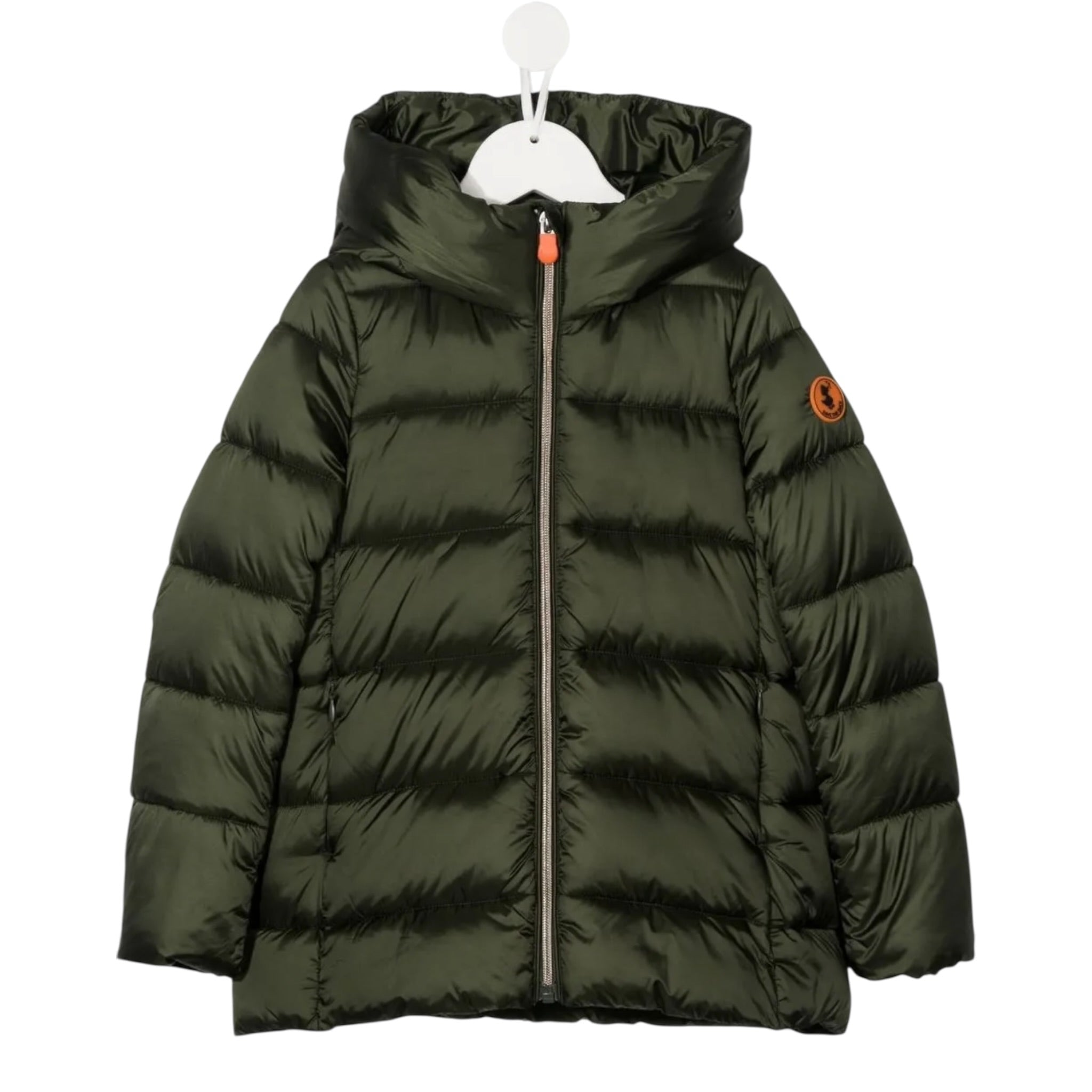 Save The Duck Giubbino tinta unita con Zip E Cappuccio Verde per Neonato J45650G VERDE SAVE THE DUCK 