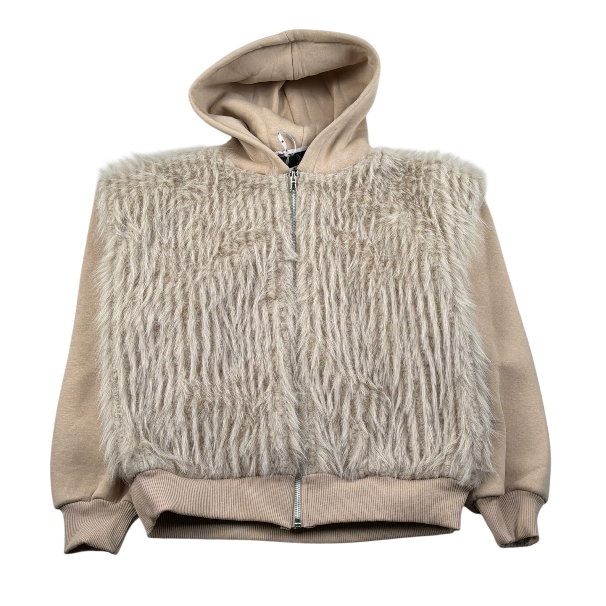Shopart Felpa con Zip E Cappuccio tinta unita Beige per Bambina SAJSW00059 BEIGE SHOPART 
