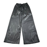 Shopart Pantalone In Ecopelle Modello Palazzo Nero per Bambina SAJTR000601 NERO SHOPART 