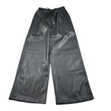 Shopart Pantalone In Ecopelle Modello Palazzo Nero per Bambina SAJTR000601 NERO SHOPART 