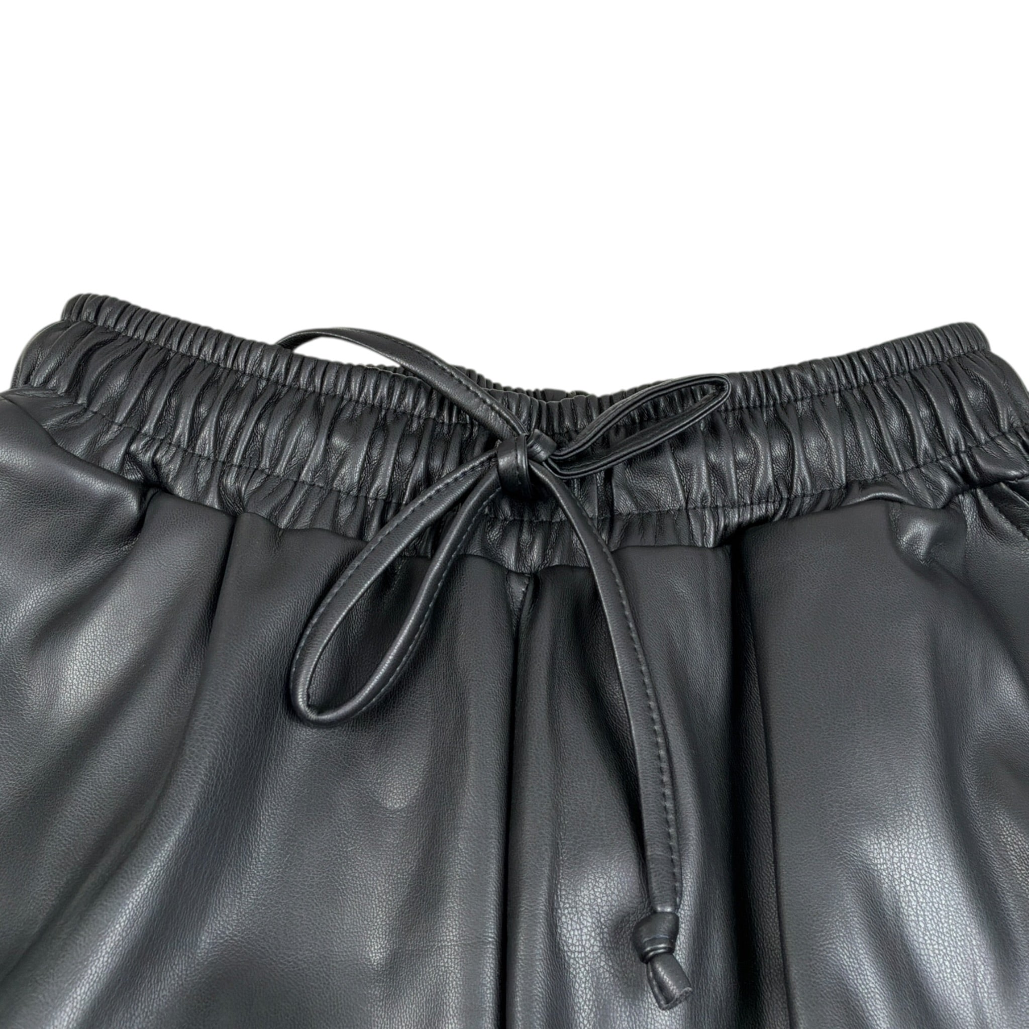 Shopart Pantalone In Ecopelle Modello Palazzo Nero per Bambina SAJTR000601 NERO SHOPART 