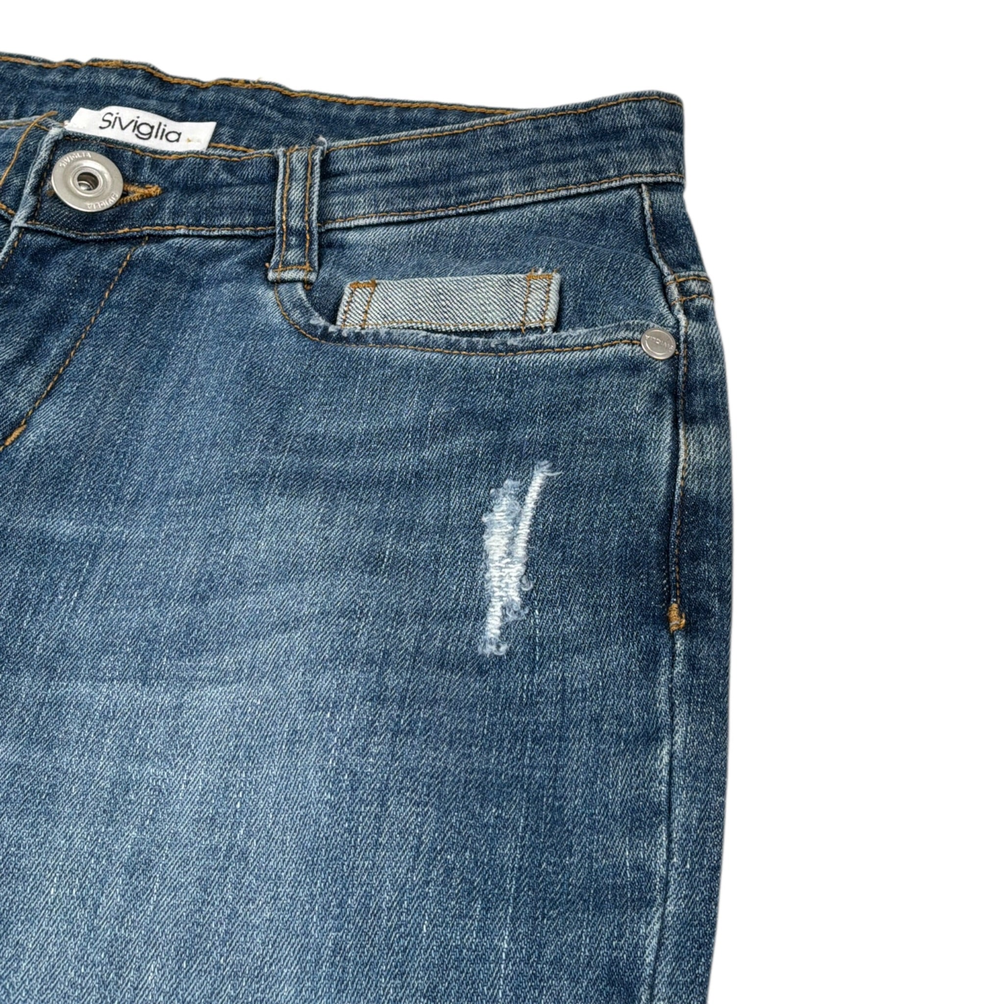 Siviglia Jeans tinta unita con 5 Tasche Blu per Bambino SVJPT00537 BLU SIVIGLIA 