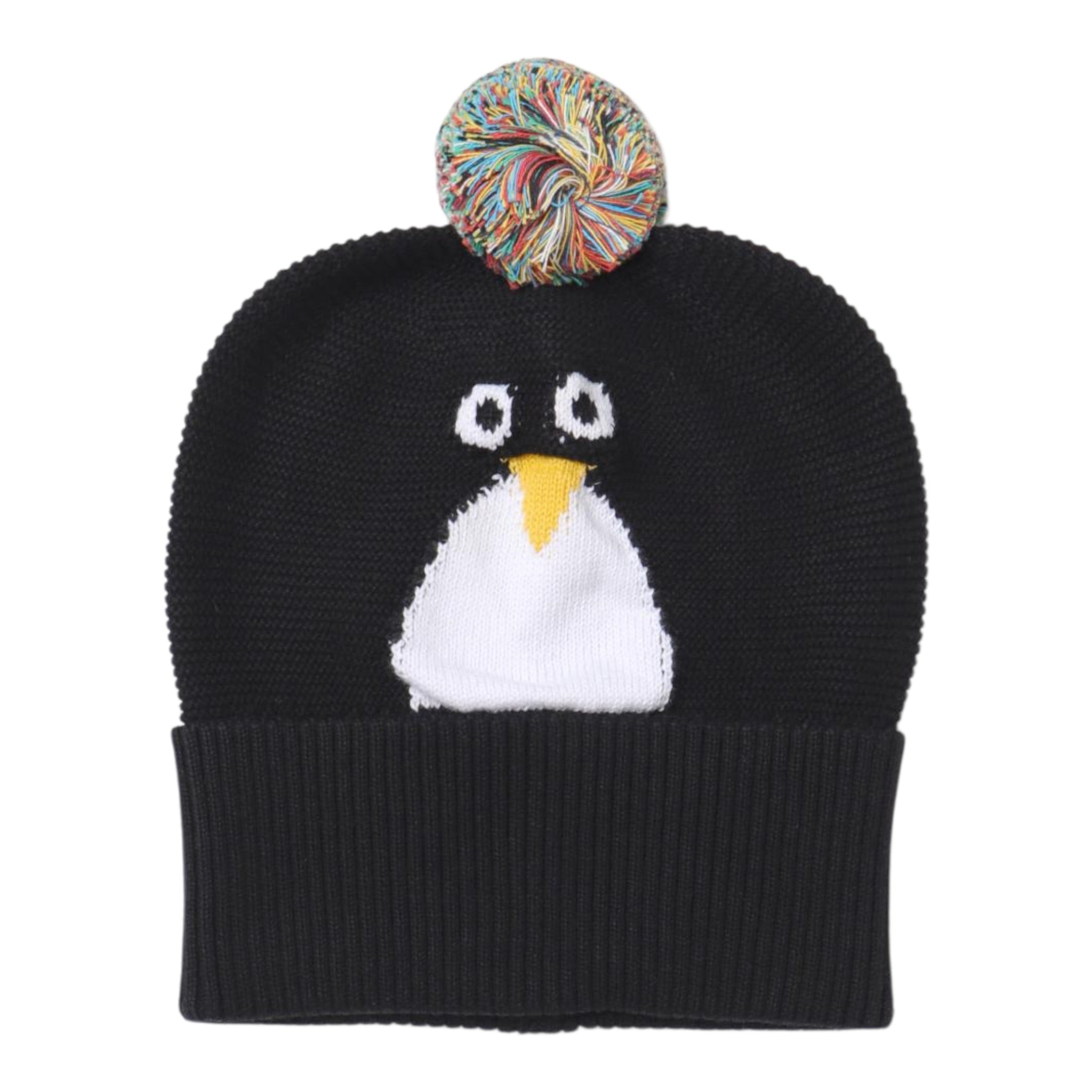 Stella Mccartney Cappello tinta unita con Pon Pon Nero per Neonato TT0557 NERO STELLA McCARTNEY 
