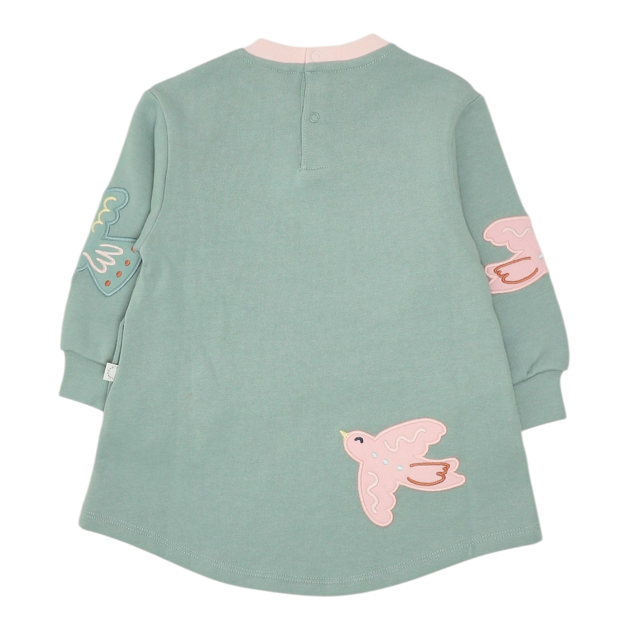 Stella Mccartney Abito Girocollo tinta unita con Ricami Verde per Neonata TX1120 VERDE STELLA McCARTNEY 