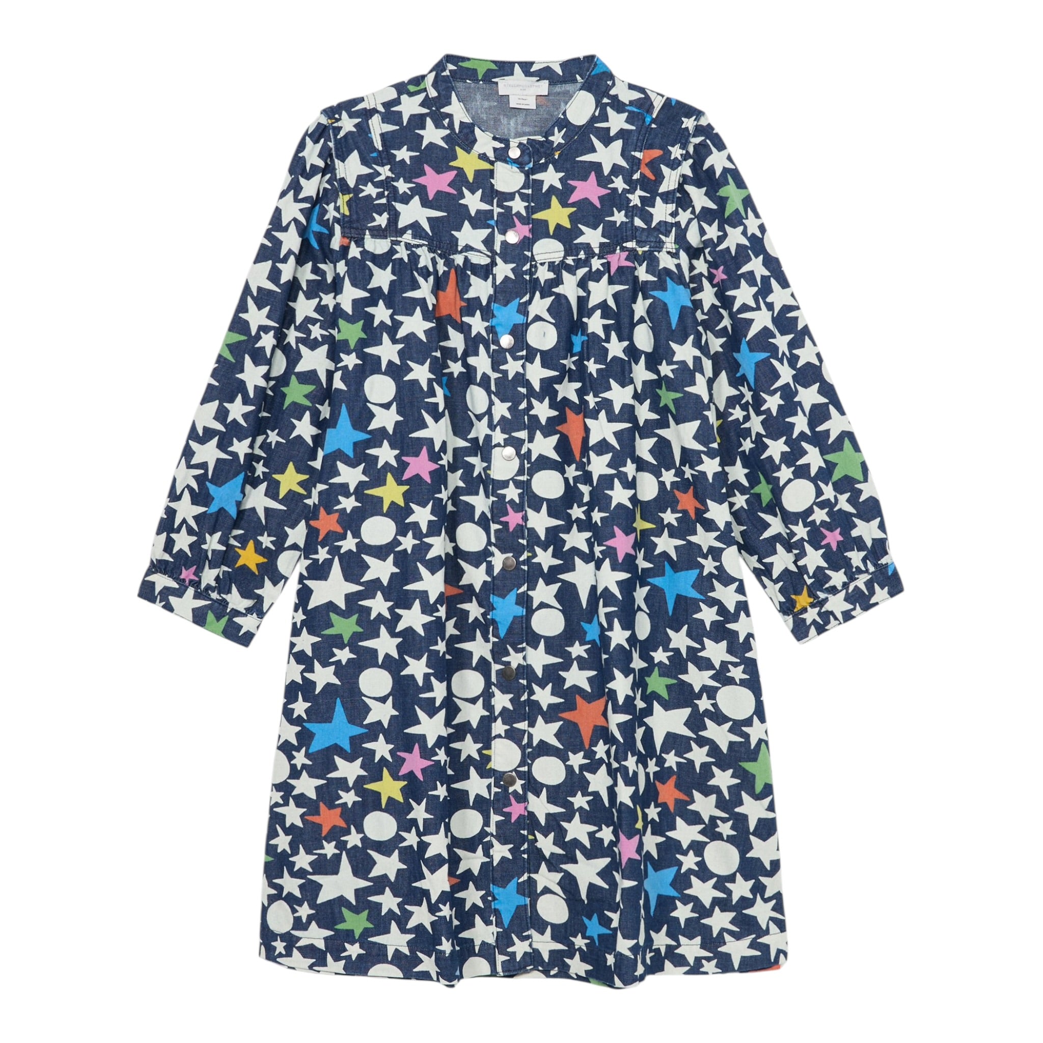 Stella Mccartney Abito Manica Lunga tinta unita Stampa Stelle Blu per Bambina TX1B70 BLU STELLA McCARTNEY 