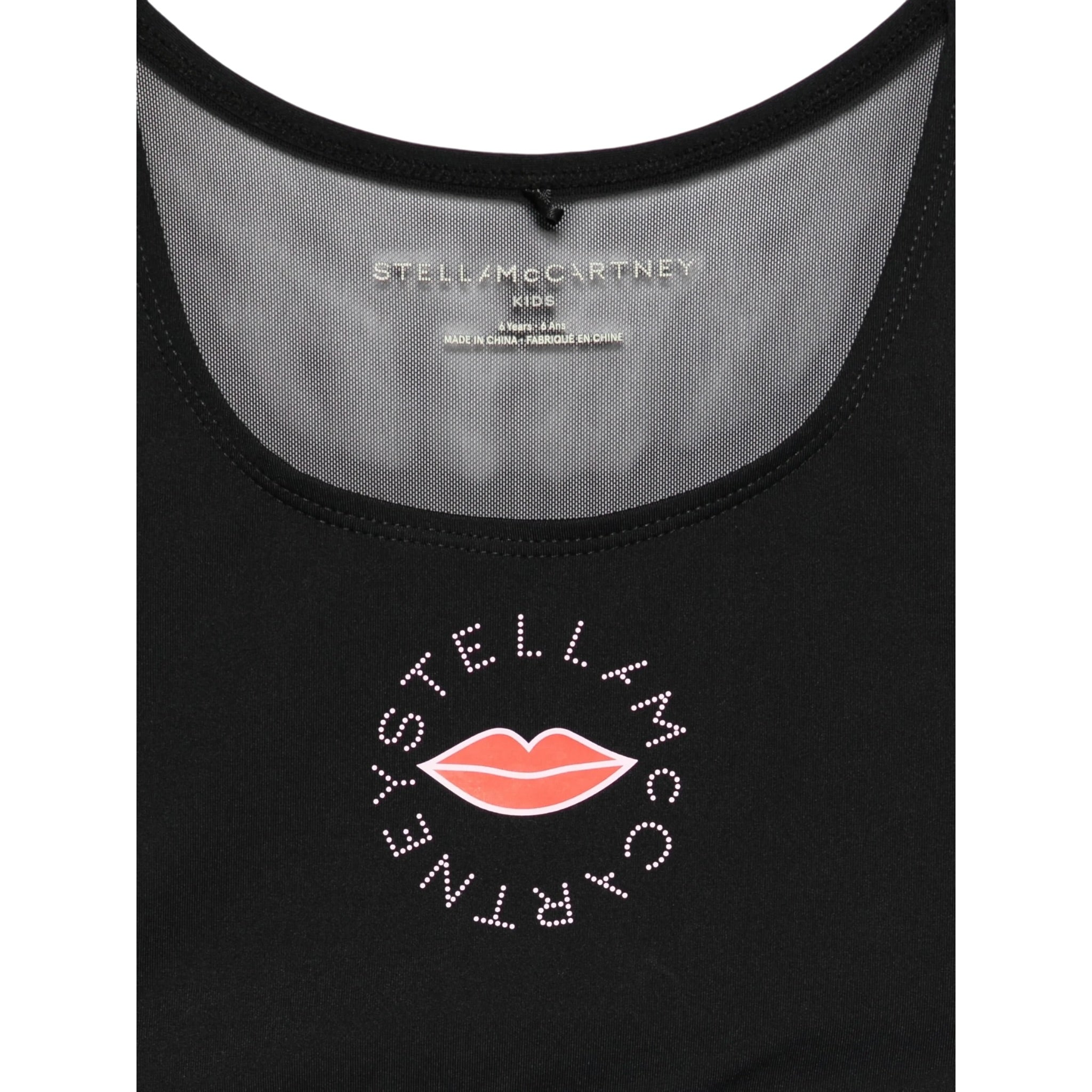 Stella Mccartney Top Giromanica tinta unita con Stampa Nero per Bambina TX8D32 NERO STELLA McCARTNEY 