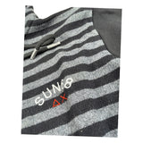 Sun68 Felpa Bicolore con Fantasia A Righe Zip E Cappuccio Nero per Bambino F41316 NERO SUN68 
