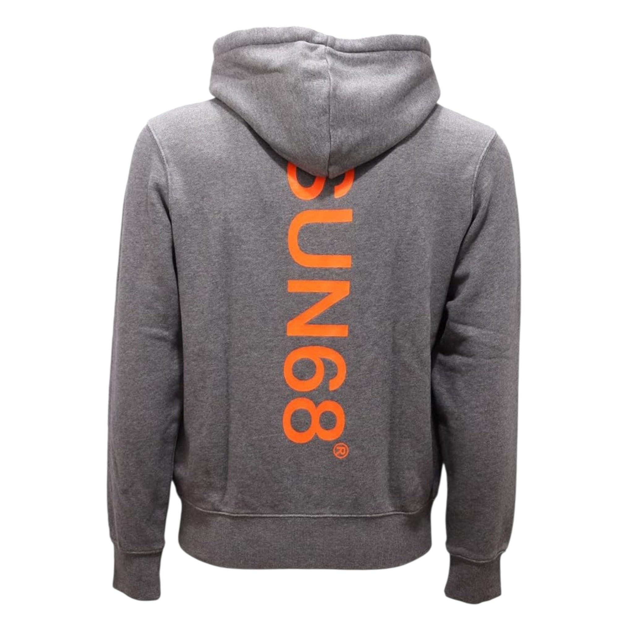 Sun68 Felpa tinta unita con Cappuccio Stampa E Zip Grigio per Bambino F41317 GRIGIO SUN68 