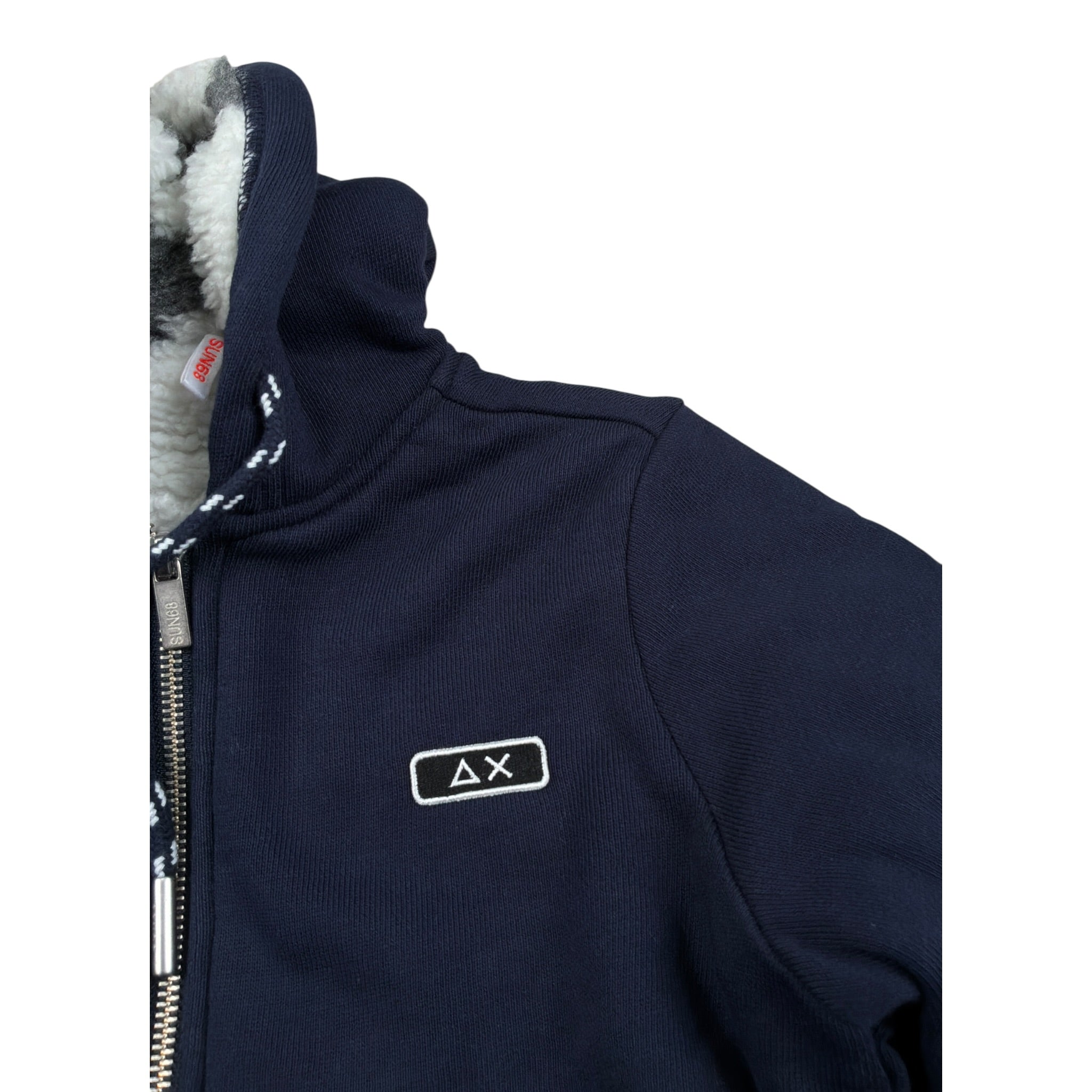 Sun68 Felpa con Zip E Cappuccio tinta unita Blu per Bambino F41319 BLU SUN68 