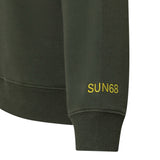 Sun68 Felpa tinta unita con Cappuccio E Stampa Verde per Bambino F45321XX VERDE SUN68 
