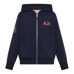 Sun68 Felpa tinta unita con Zip E Cappuccio Blu per Neonato F45331N BLU SUN68 