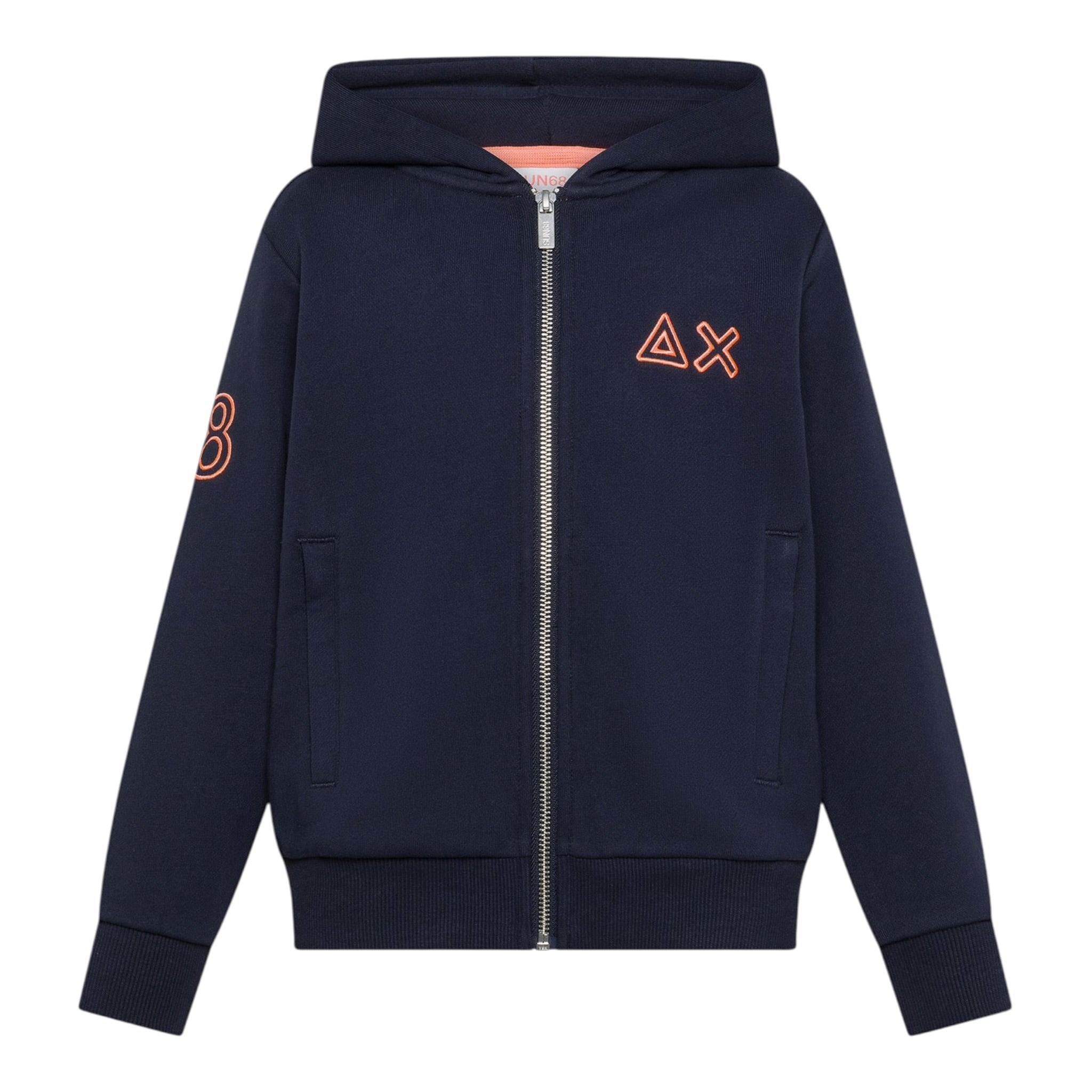 Sun68 Felpa tinta unita con Zip E Cappuccio Blu per Neonato F45331N BLU SUN68 
