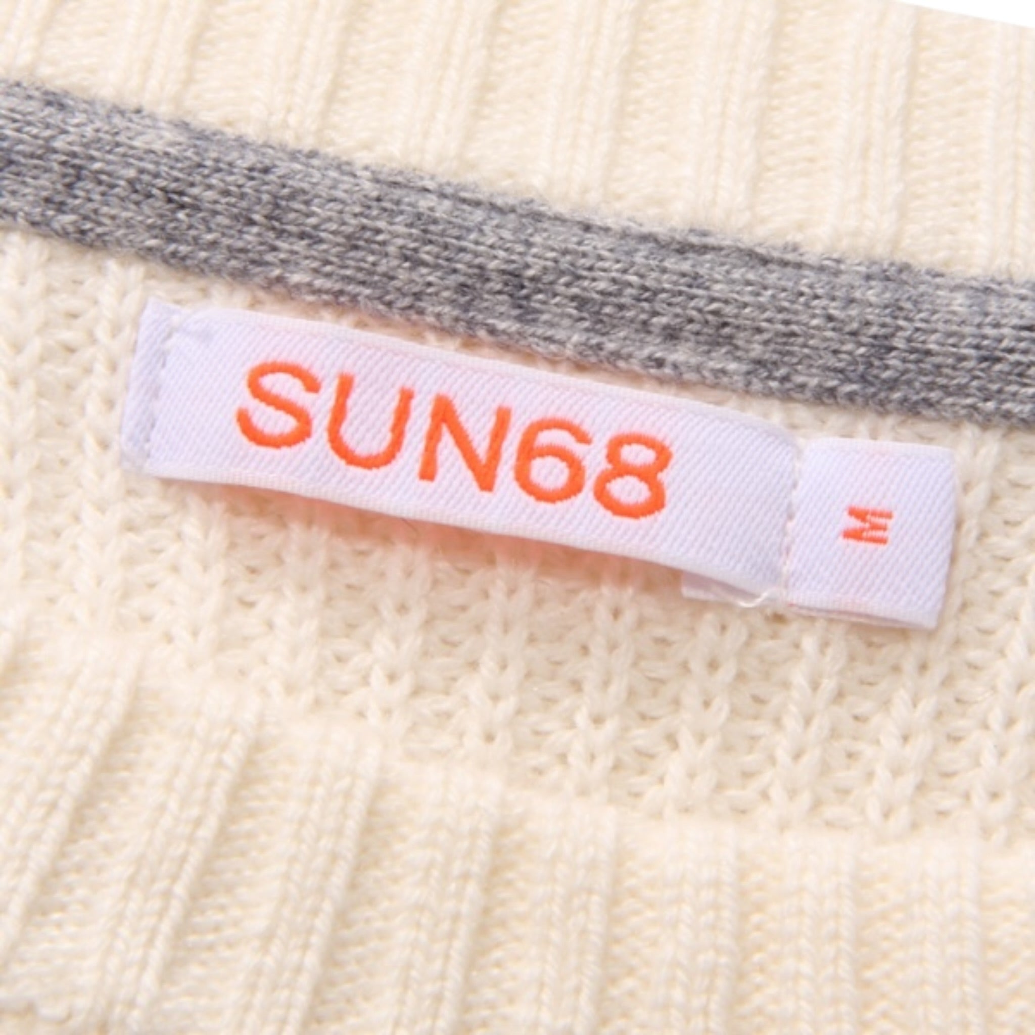 Sun68 Maglia Girocollo tinta unita con Logo Panna per Bambino K42342 PANNA SUN68 