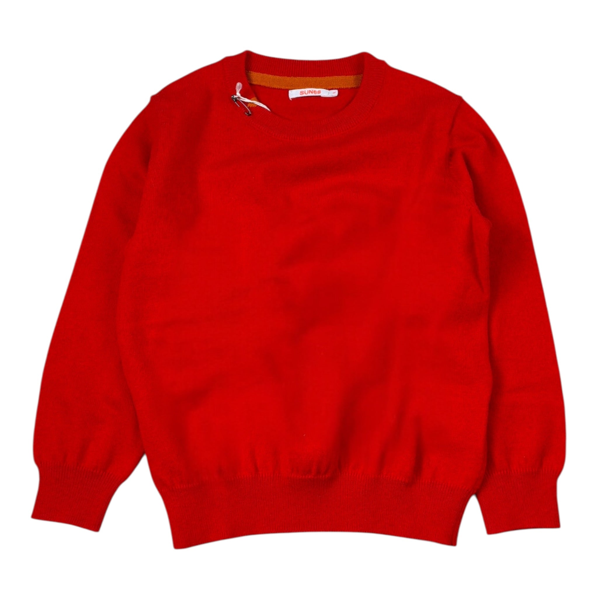 Sun68 Maglia tinta unita Girocollo con Logo Rosso per Bambino K44301 ROSSO SUN68 