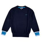 Sun68 Maglia tinta unita Girocollo con Logo Blu per Bambino K44329 BLU SUN68 