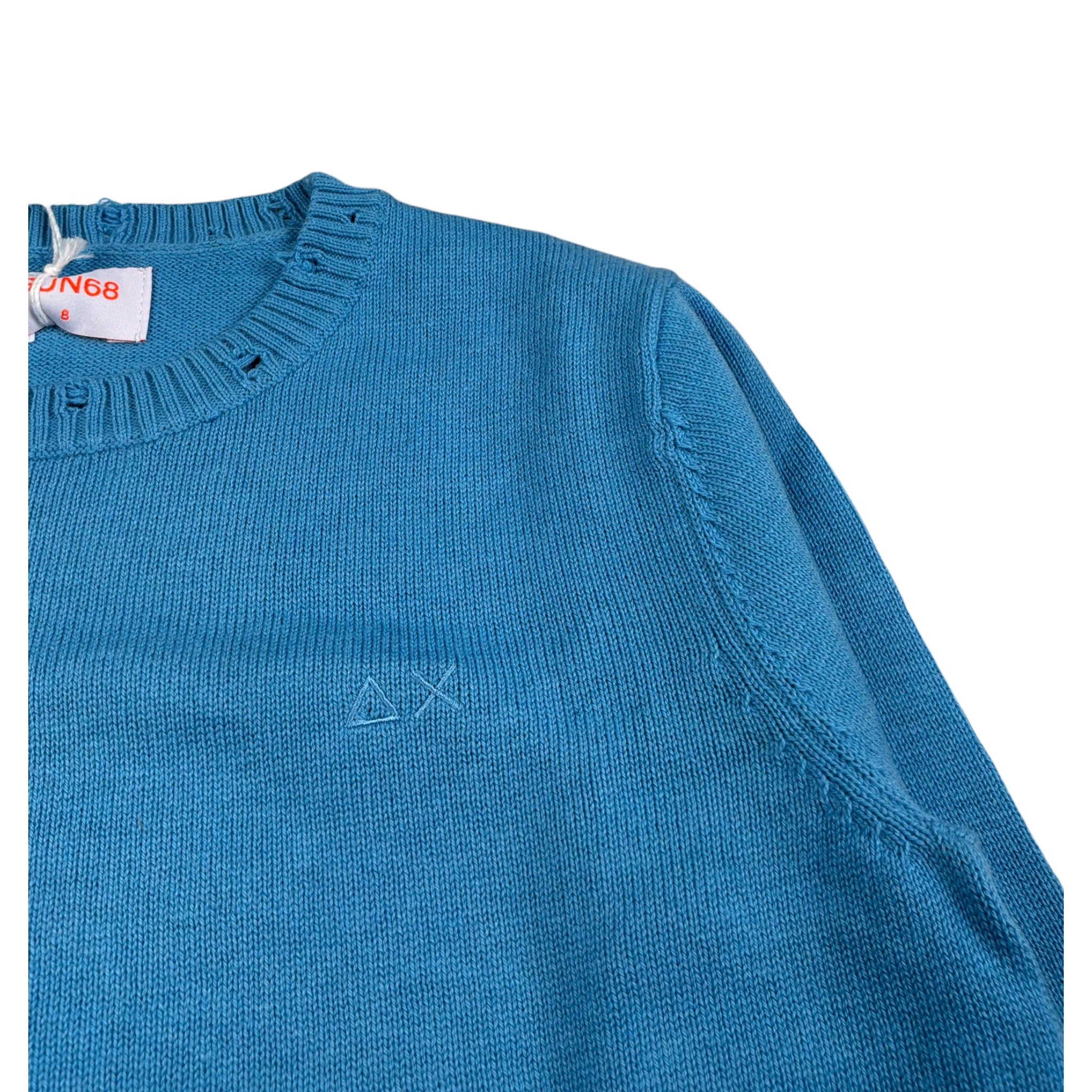 Sun68 Maglia Girocollo tinta unita Azzurro per Bambino K45322 AZZURRO SUN68 