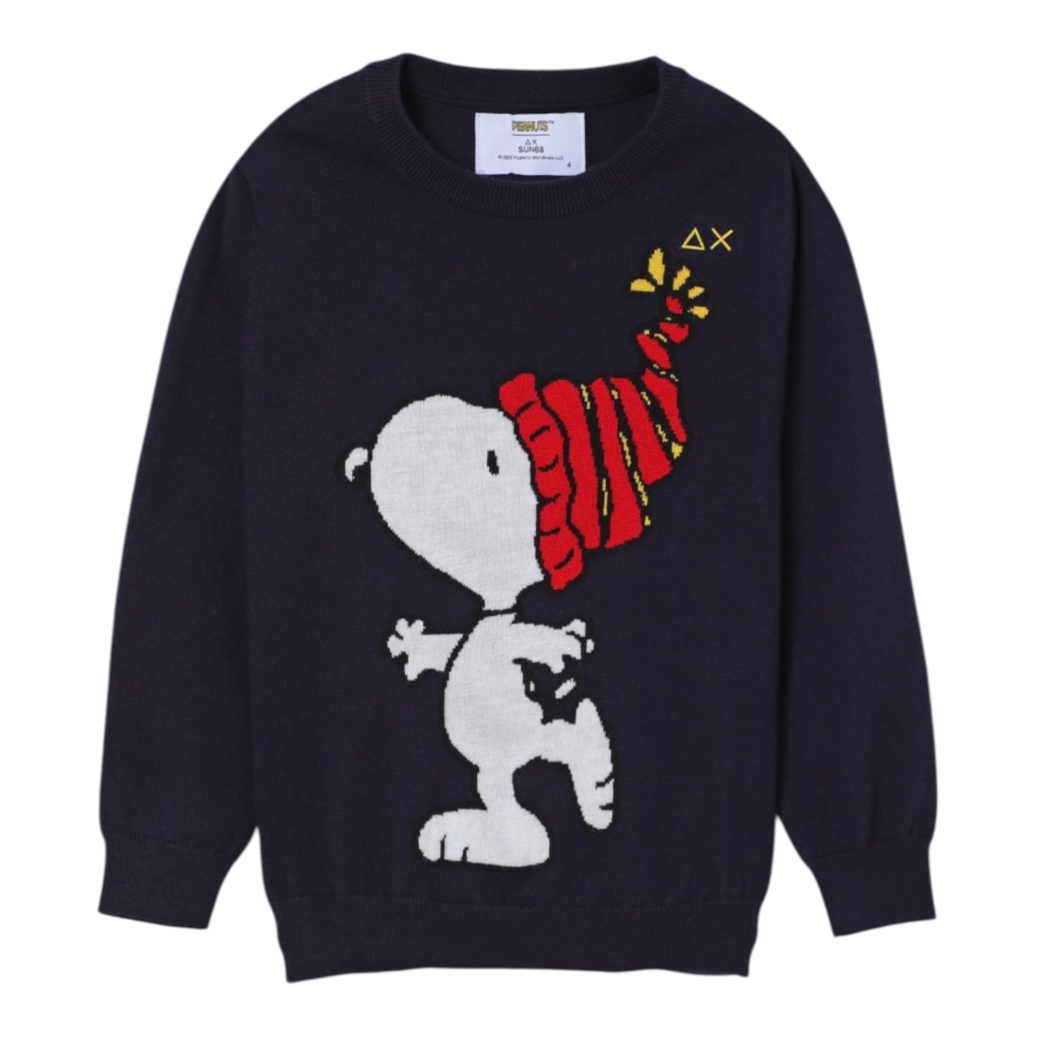 Sun68 Maglia Girocollo tinta unita con Stampa Blu per Bambino K453522 BLU SUN68 