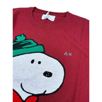 Sun68 Maglia Girocollo tinta unita con Ricamo Snoopy Bordeaux per Bambino K45352 BORDEAUX SUN68 