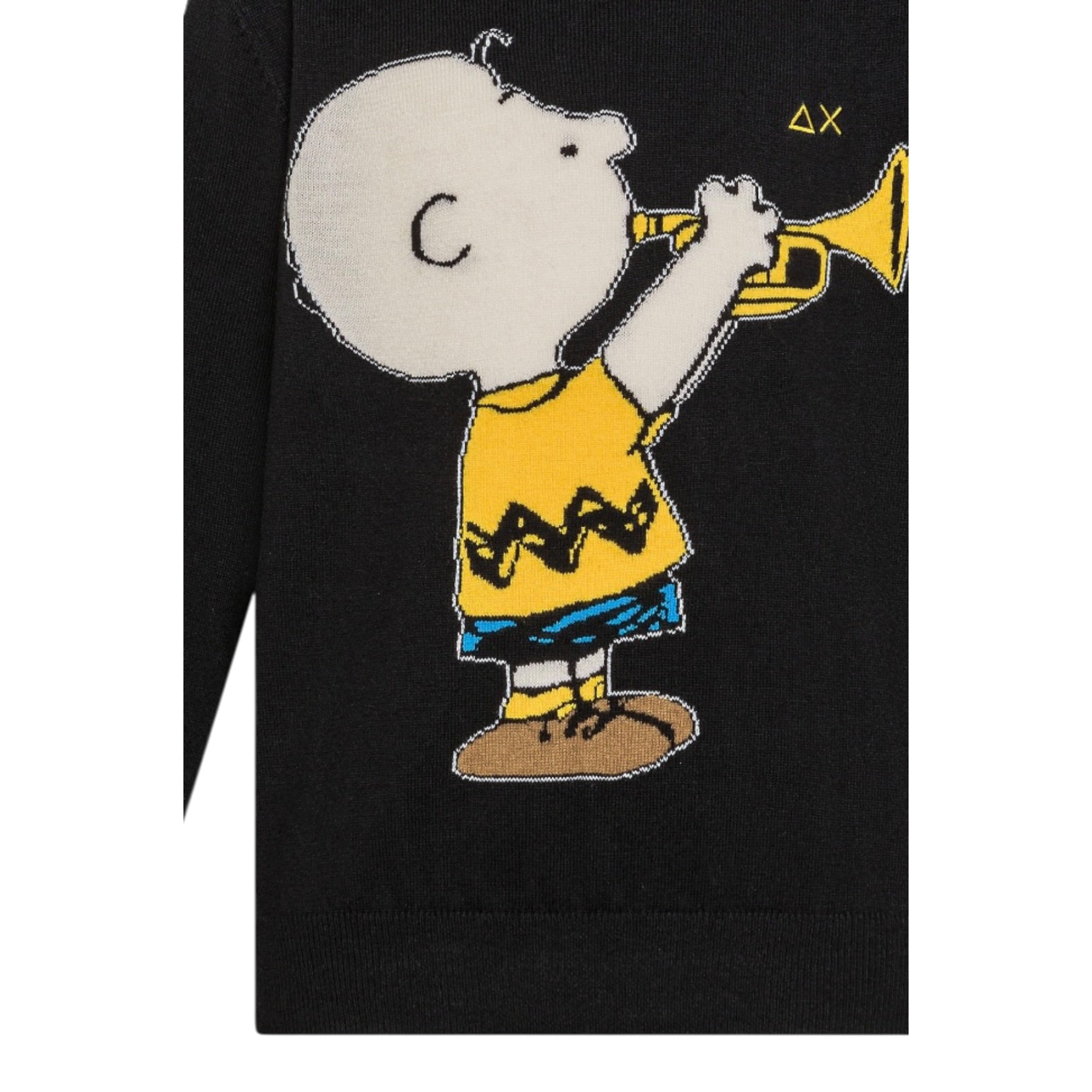 Sun68 Maglia Girocollo tinta unita con Ricamo Snoopy Nero per Bambino K45352X NERO SUN68 