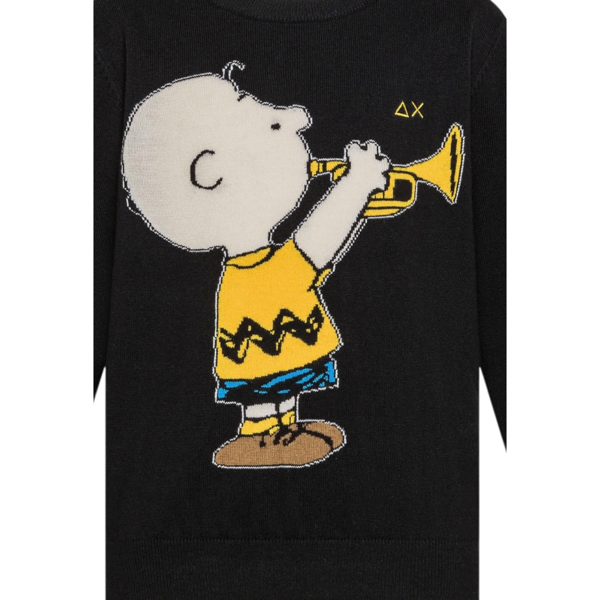 Sun68 Maglia Girocollo tinta unita con Ricamo Snoopy Nero per Bambino K45352XX NERO SUN68 