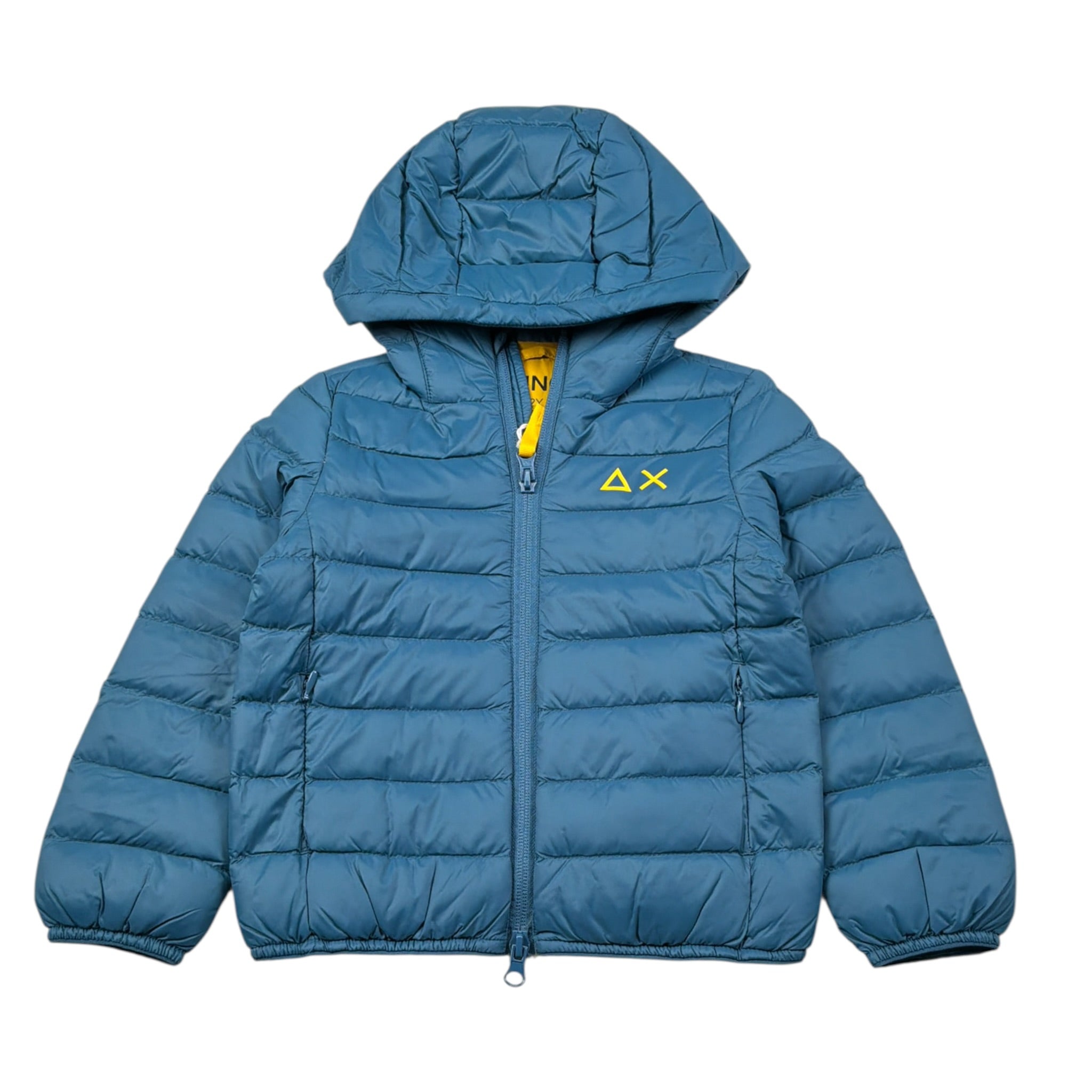 Sun68 Giubbino tinta unita con Zip E Cappuccio Blu per Bambino R45301J BLU SUN68 