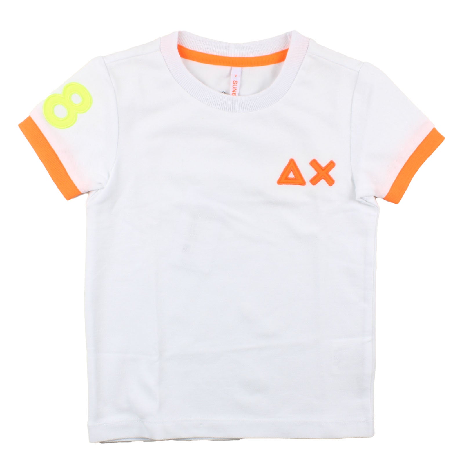 Sun68 T-Shirt Girocollo tinta unita con Logo Bianco per Bambino T32318 BIANCO SUN68 