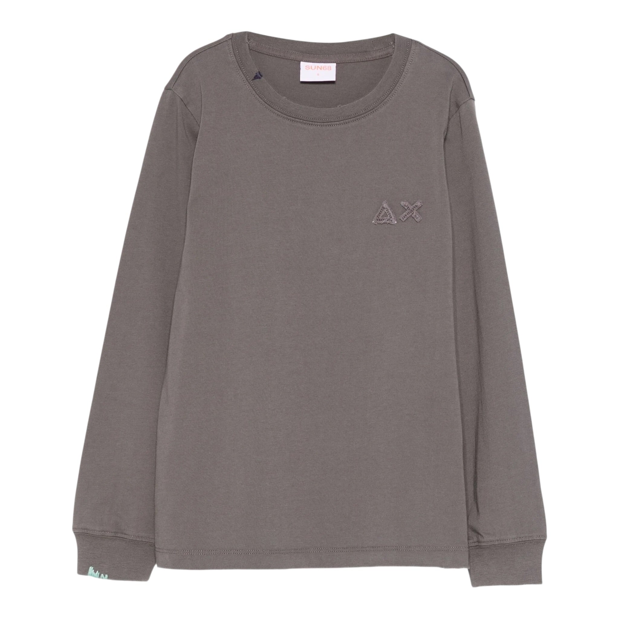 Sun68 Shirt Girocollo tinta unita con Logo Grigio per Bambino T45326 GRIGIO SUN68 