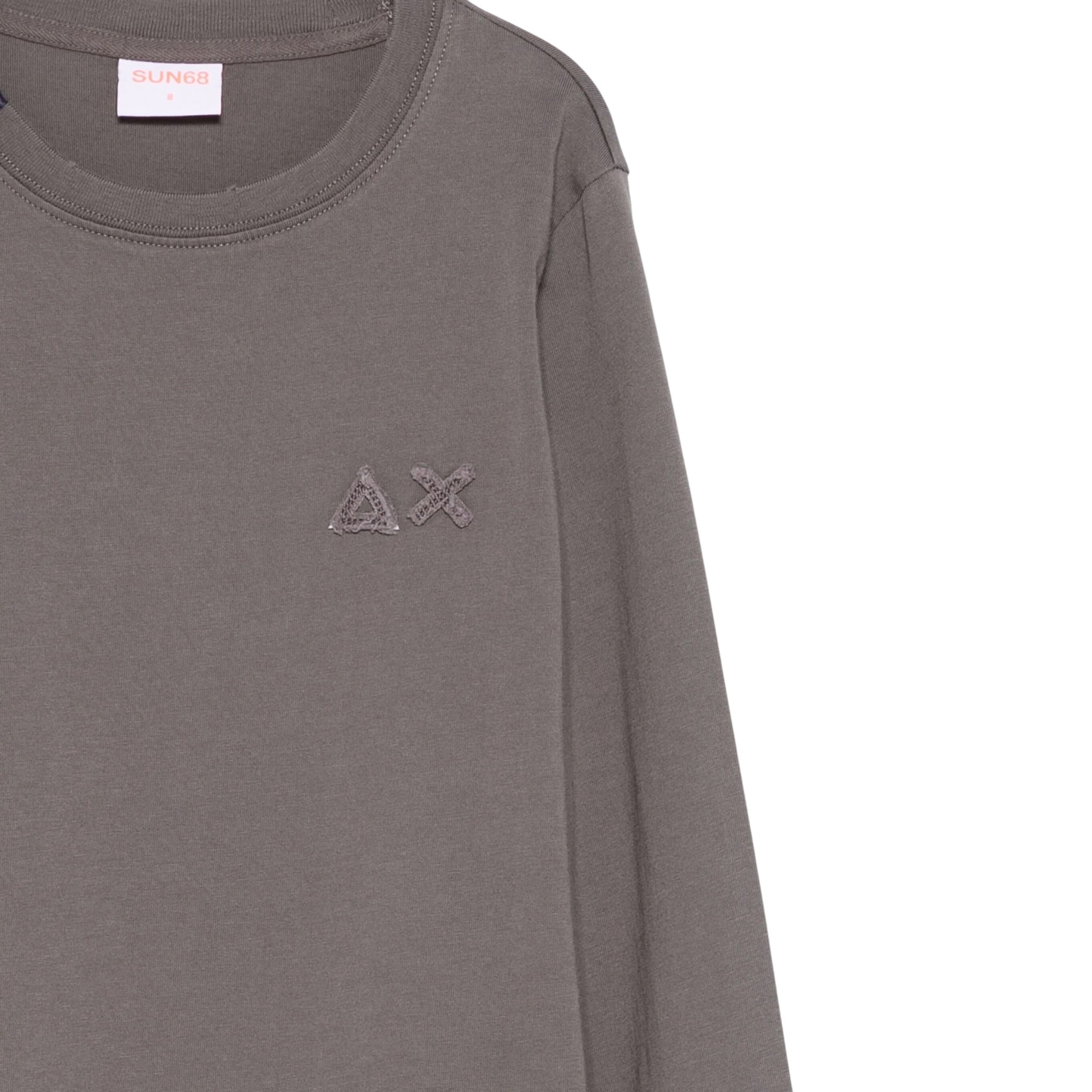 Sun68 Shirt Girocollo tinta unita con Logo Grigio per Bambino T45326 GRIGIO SUN68 