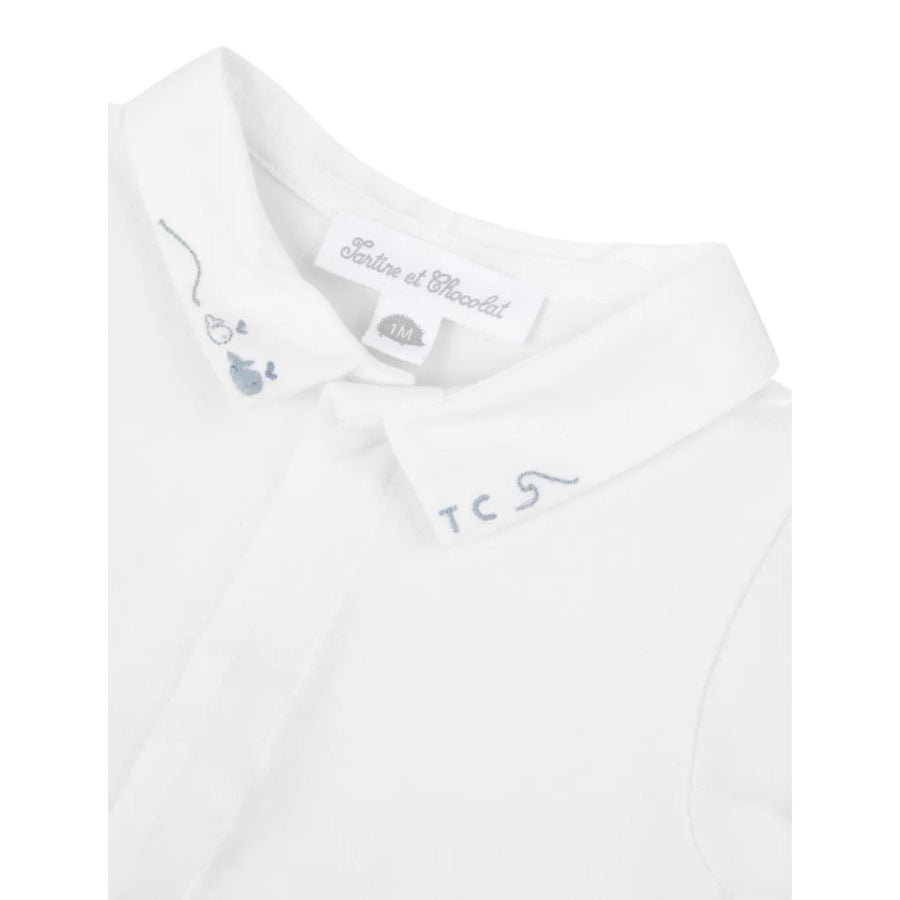 Tartine Et Chocolat Body tinta unita con Colletto Bianco per Neonato CA11020 BIANCO TARTINE ET CHOCOLAT 