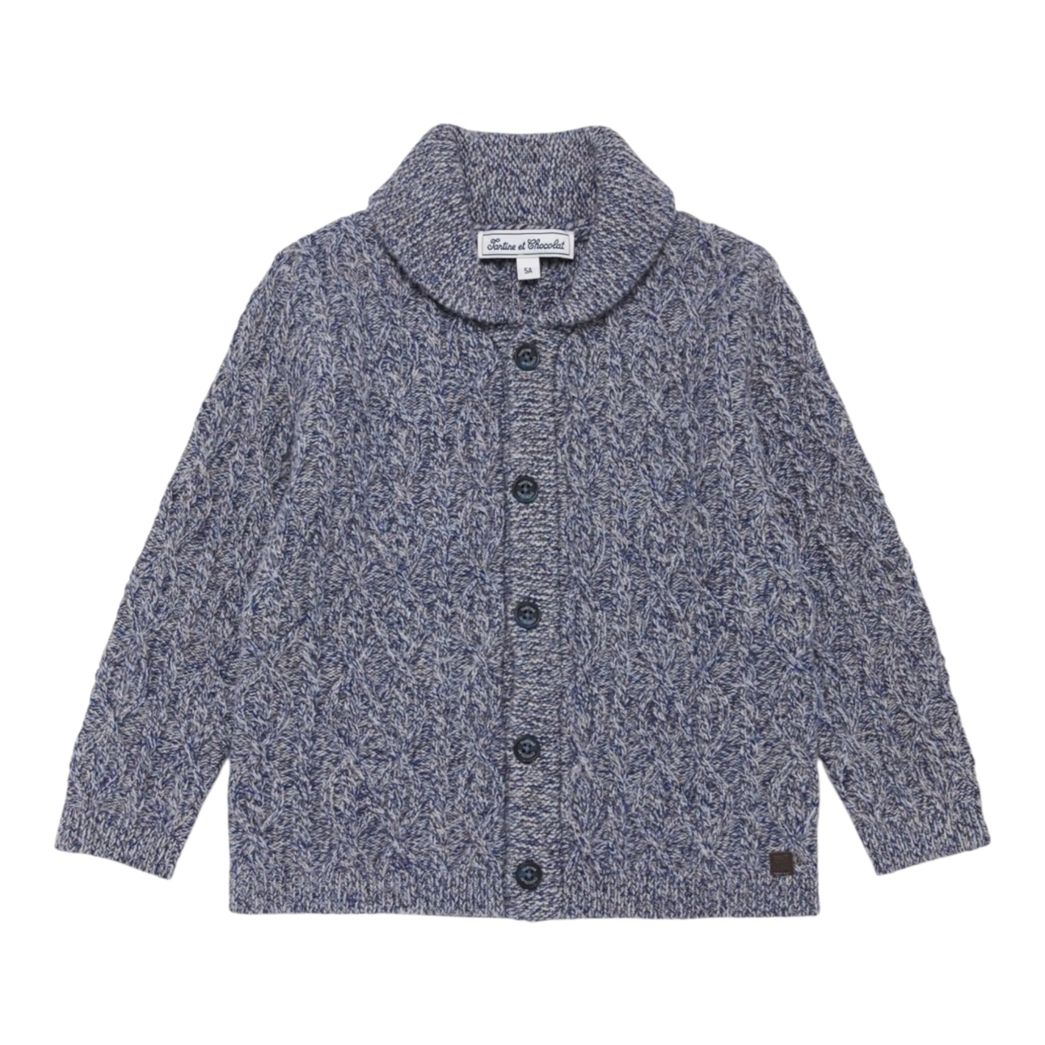 Tartine Et Chocolat Cardigan tinta unita con Colletto Blu per Neonato CB18011 BLU TARTINE ET CHOCOLAT 