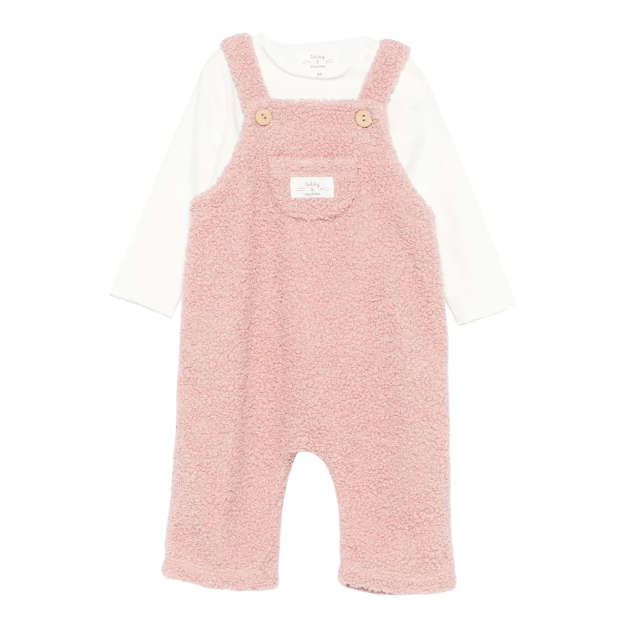Teddy E Minou Completo 2 Pezzi Salopette-Shirt Rosa per Neonata A25TDS0004PE034 ROSA TEDDY E MINOU 