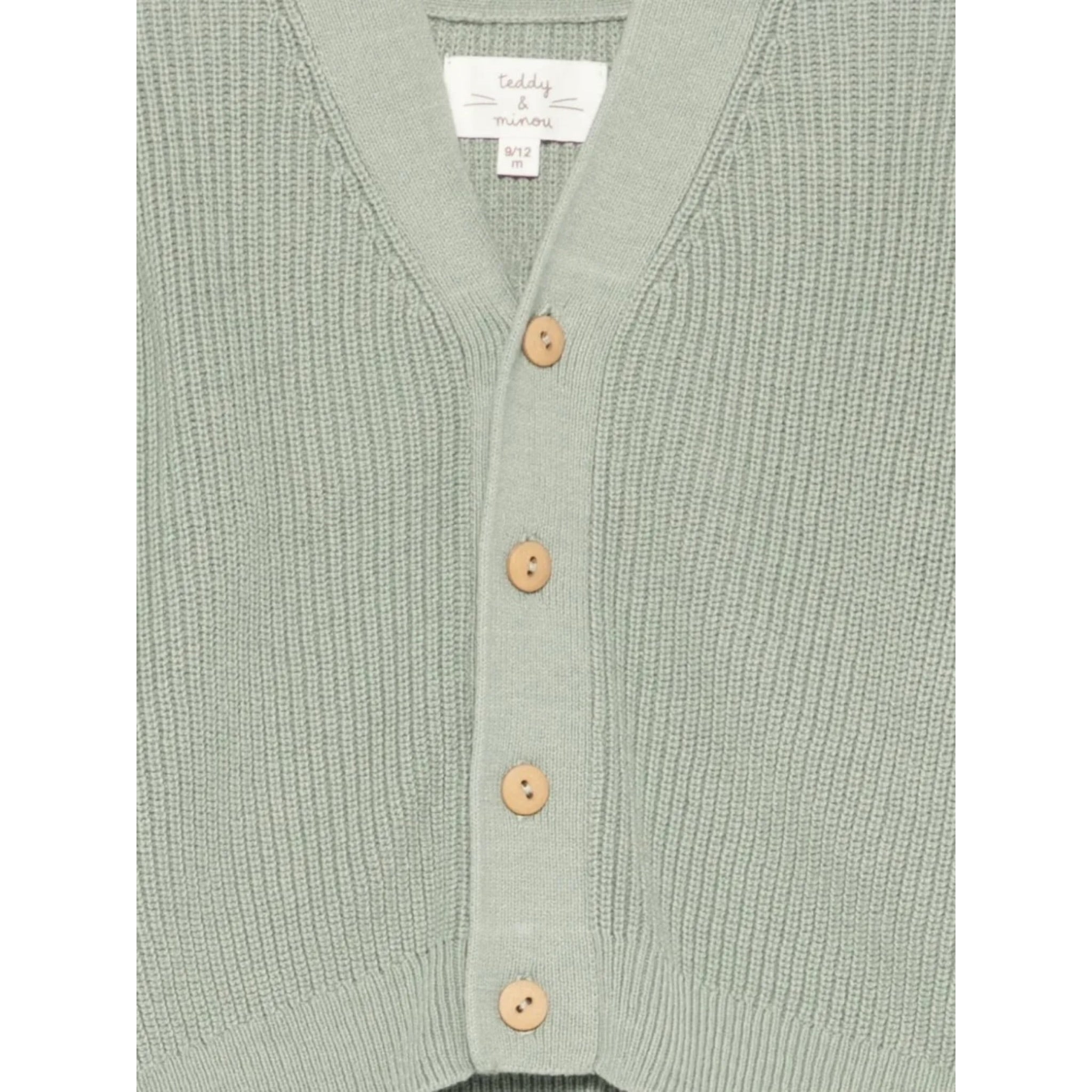 Teddy E Minou Cardigan tinta unita Verde per Neonato A25TGF0002EM635 VERDE TEDDY E MINOU 