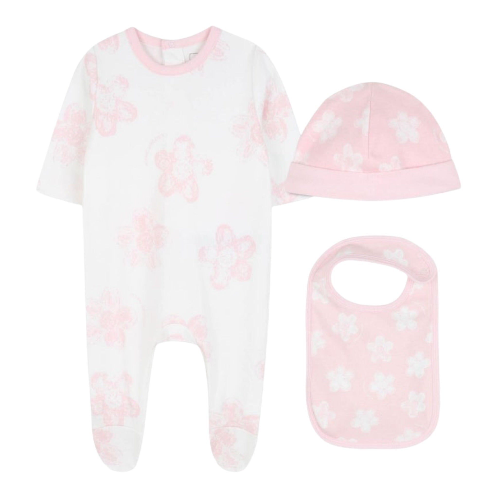 The Marc Jacobs Set Tutina-Cappello-Bavetta tinta unita Bianco/Rosa per Neonata W60694 BIANCO/ROSA THE MARC JACOBS 