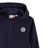 Timberland Felpa tinta unita con Zip E Cappuccio Blu per Bambino T60560 BLU TIMBERLAND 