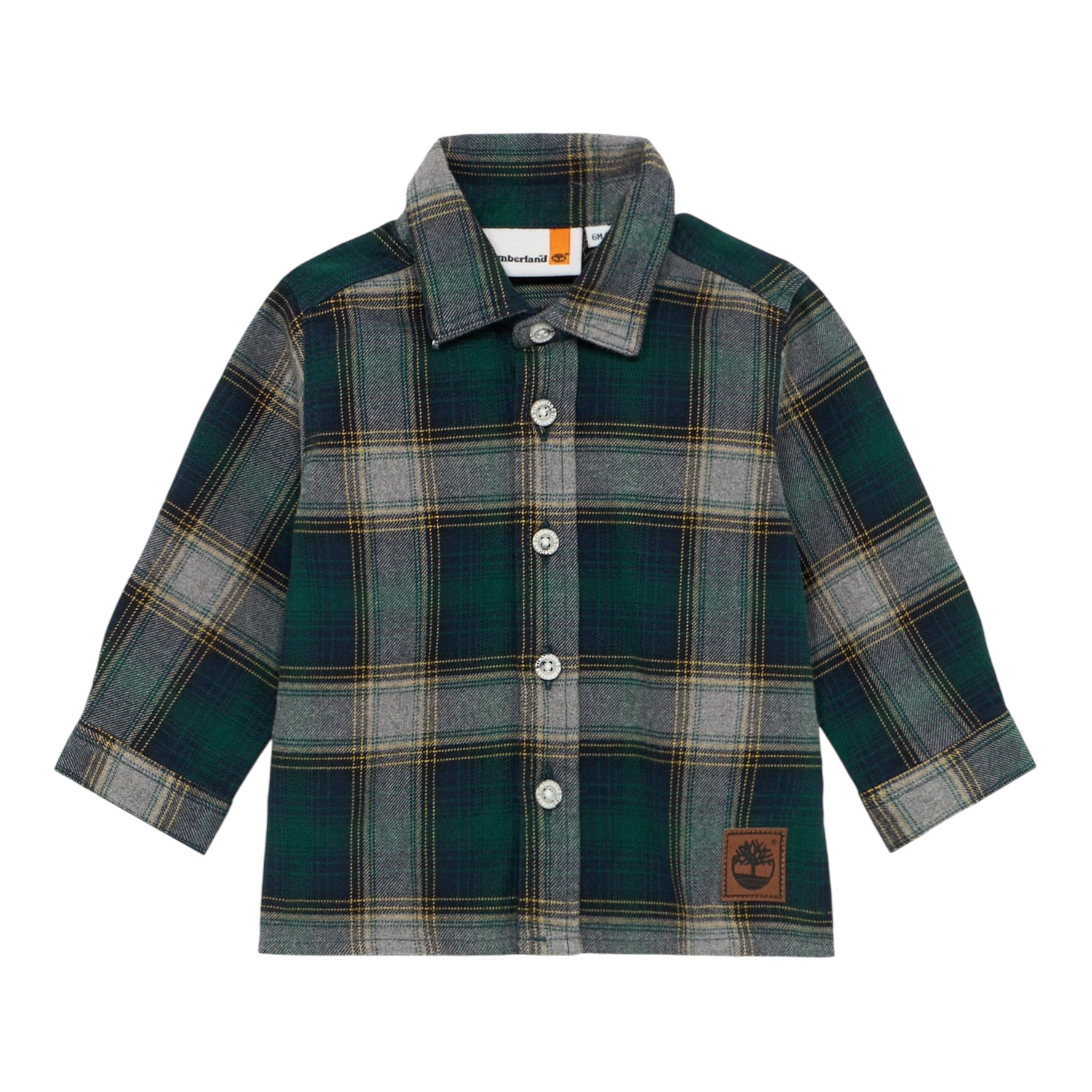 Timberland Camicia tinta unita con Fantasia A Quadri Verde per Bambino T60600J VERDE TIMBERLAND 