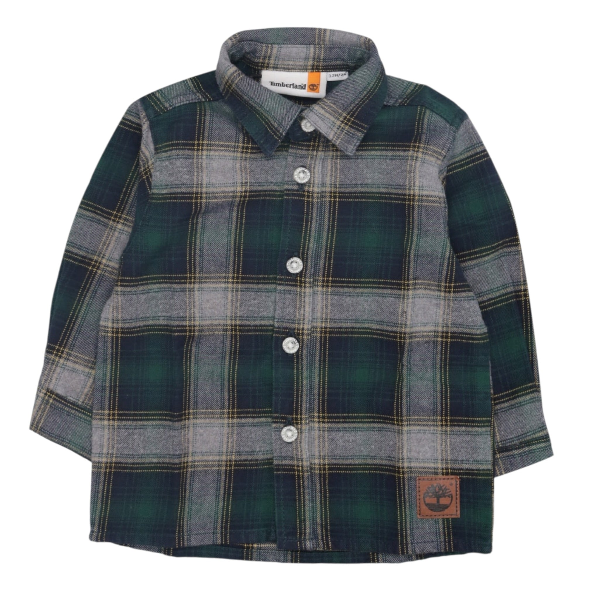 Timberland Camicia tinta unita con Fantasia A Quadri Verde per Neonato T60600X VERDE TIMBERLAND 