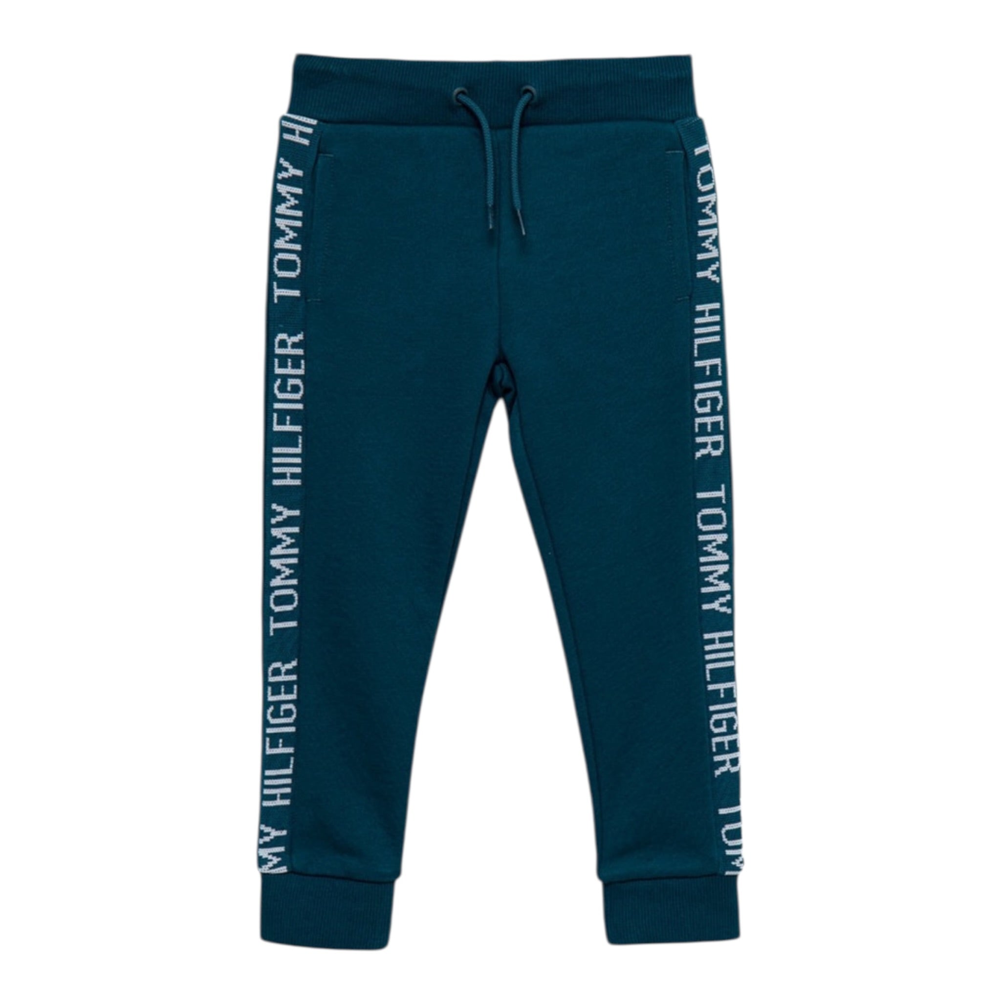 Tommy Hilfiger Pantalone Modello Tuta tinta unita con Logo Verde per Bambino KB0KB07492 VERDE TOMMY HILFIGER 