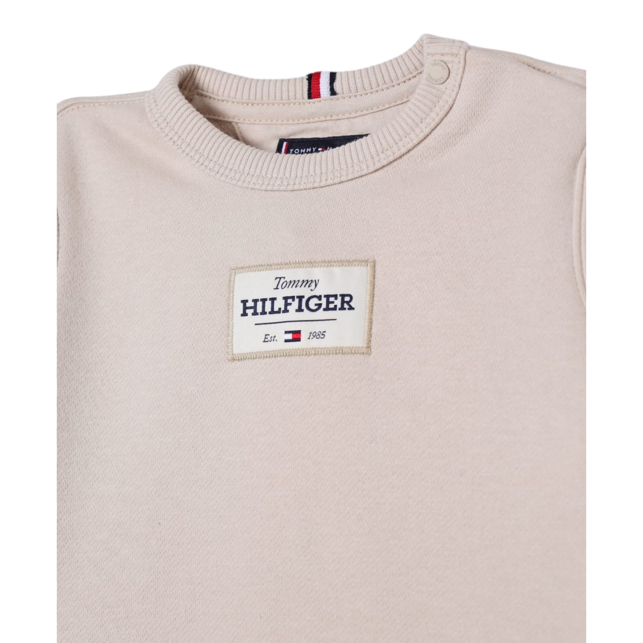 Tommy Hilfiger Felpa tinta unita Girocollo con Stampa Beige per Bambino KB0KB09315 BEIGE TOMMY HILFIGER 