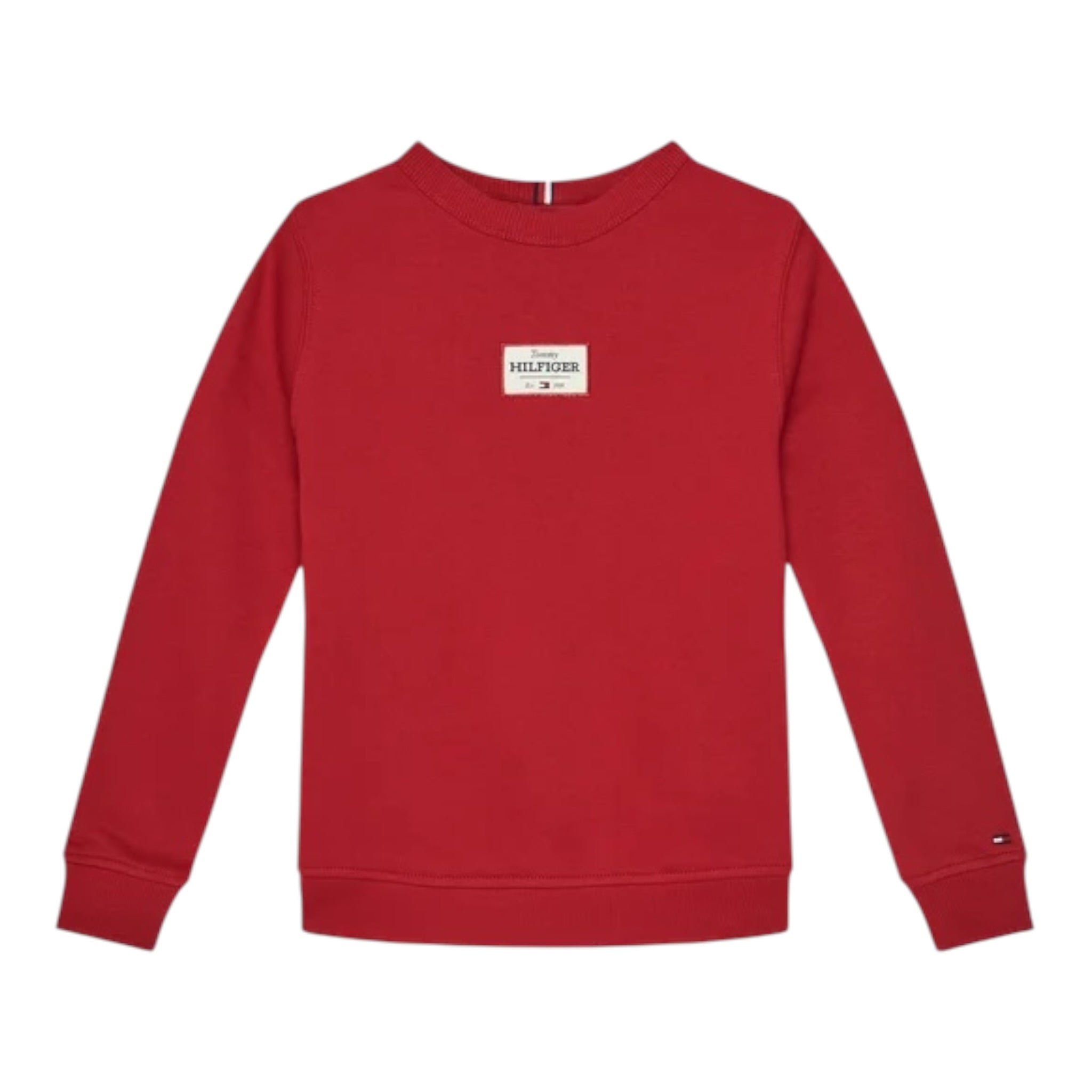 Tommy Hilfiger Felpa tinta unita Girocollo con Stampa Rosso per Bambino KB0KB09315 ROSSO TOMMY HILFIGER 