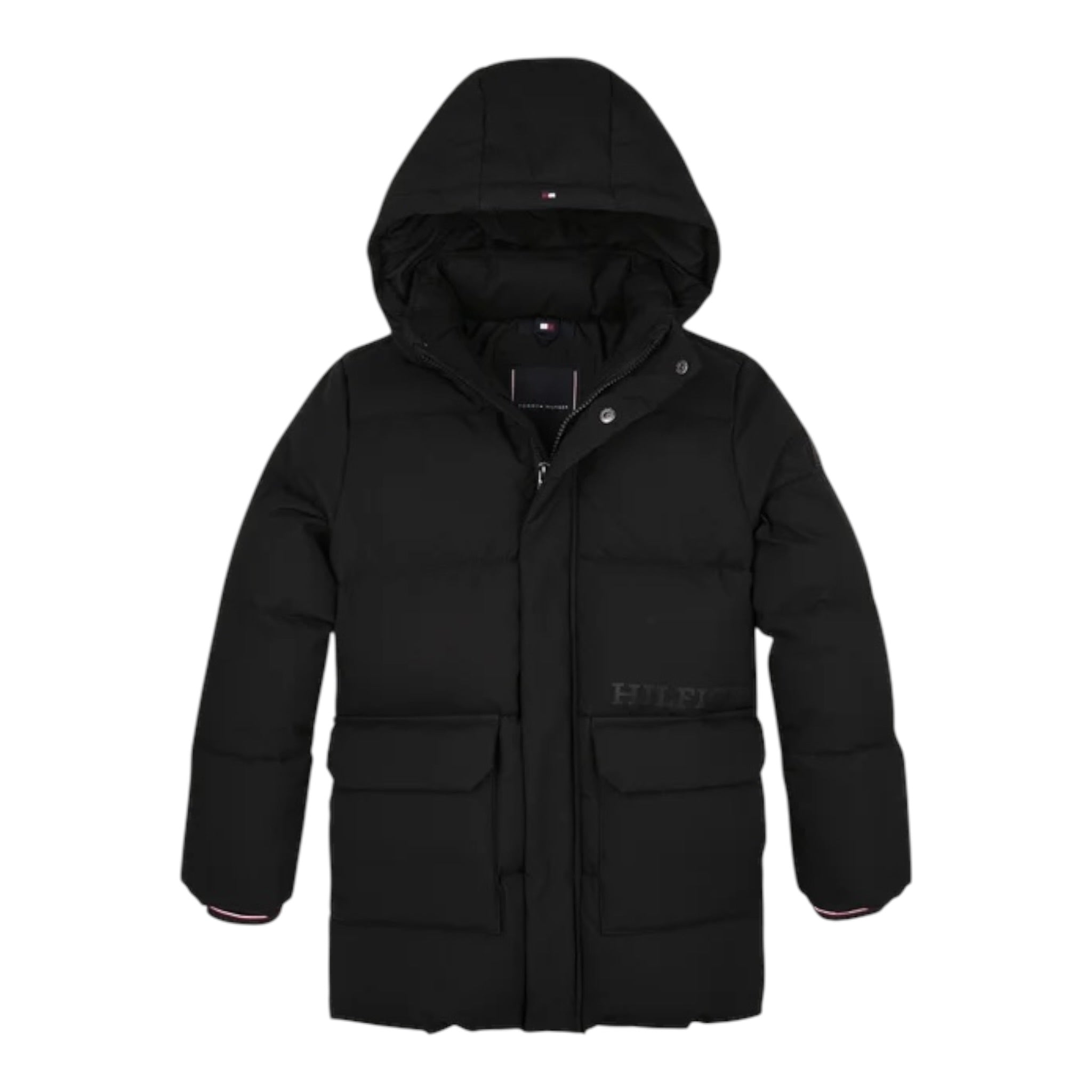 Tommy Hilfiger Giubbino tinta unita con Cappuccio Nero per Bambino KB0KB09401 NERO TOMMY HILFIGER 
