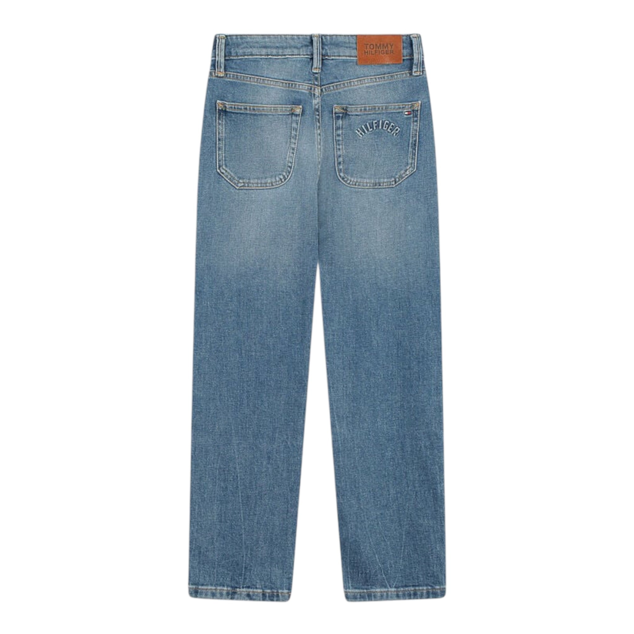 Tommy Hilfiger Jeans tinta unita con Girovita Regolabile Azzurro per Bambino KB0KB09703 AZZURRO TOMMY HILFIGER 